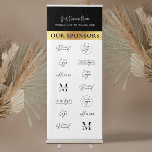 Event Sponsor Logos Business Donors Black & Gold Retractable Banner