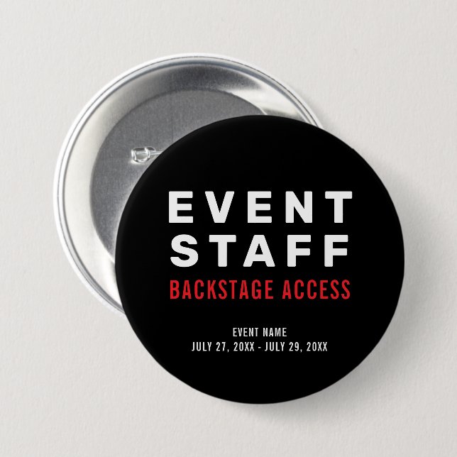 Event Staff Backstage Access Button (Front & Back)