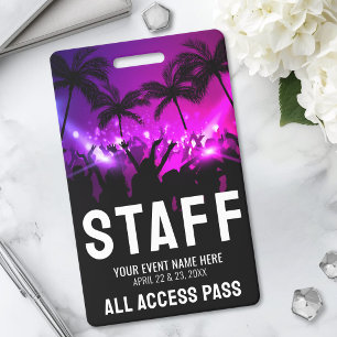 Event Staff Backstage Pass Badge