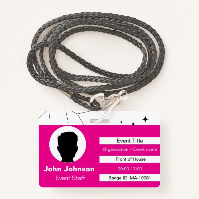 Event Staff Badge (Front with Lanyard)