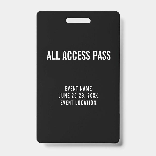 Event Staff Black All Access Pass Badge | Zazzle