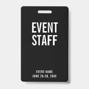 Event Staff Black All Access Pass Badge