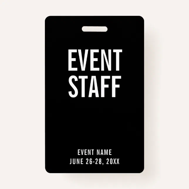 Event Staff Black All Access Pass Badge | Zazzle
