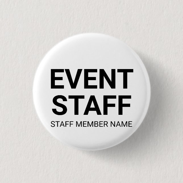 Event Staff black white custom team event name Button (Front)
