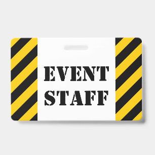 "EVENT STAFF" + Black & Yellow Stripes Badge