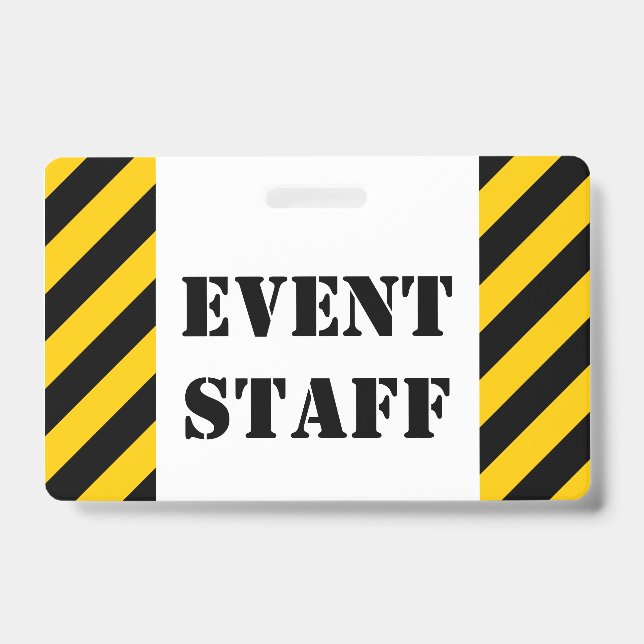 "EVENT STAFF" + Black & Yellow Stripes Badge (Front)