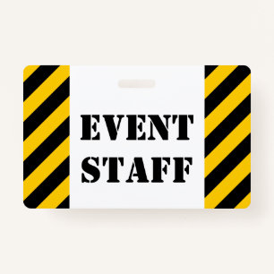 "EVENT STAFF" + Black & Yellow Stripes Badge