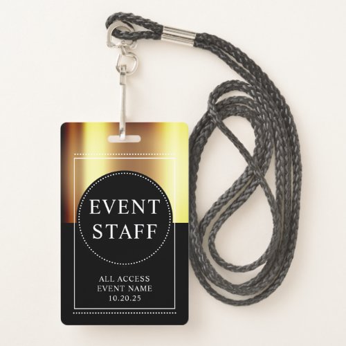 Event Staff Metallic Gold Black Badge