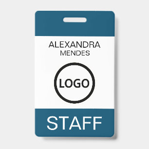 Event Staff Modern Name Badge Custom Logo