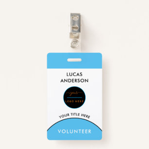 Event Staff Modern Name Badge Custom Logo Black