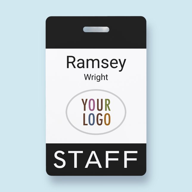 Event Staff Modern Name Badge Custom Logo Black (MISOOK Event Staff Lanyard Name Badge Black)