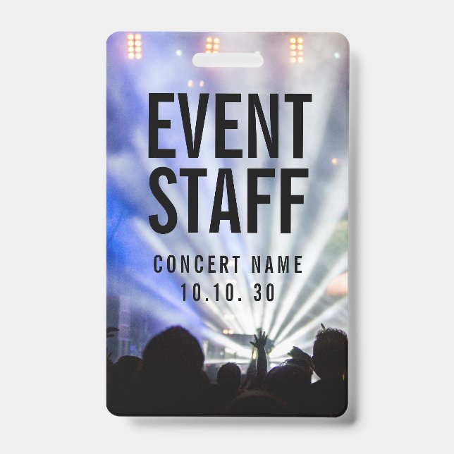 Event Staff Photo Custom Name Lights Concert Badge (Front)