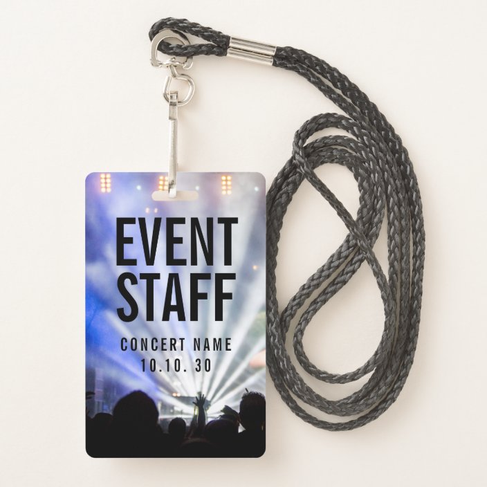 Event Staff Photo Custom Name Lights Concert Badge | Zazzle.com