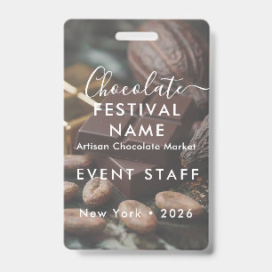Event Staff Photo Qr Code Chocolate Festival Name Badge