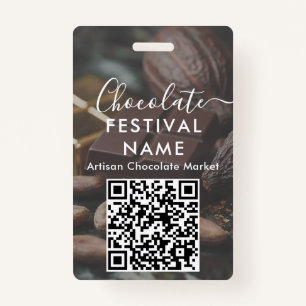 Event Staff Photo Qr Code Chocolate Festival Name Badge