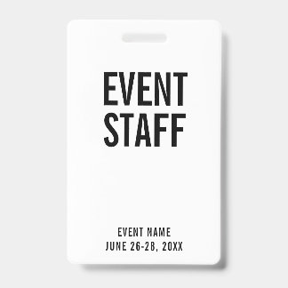 Event Staff White All Access Pass Badge