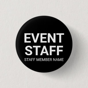 Event Staff white black custom team event name Button