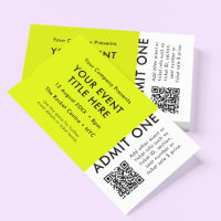 Event Ticket | Lime Green QR Code Concert Ticket