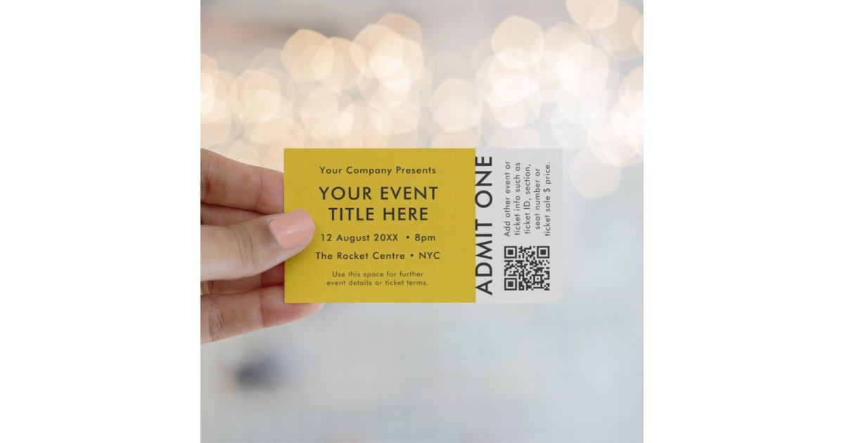 Event Ticket | Yellow QR Code Concert Ticket | Zazzle