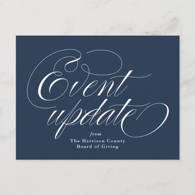 Event update navy blue postcard (Front)