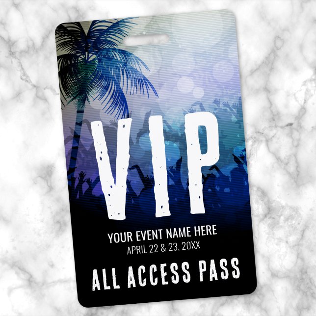 Event VIP Blue All Access Pass Badge (All Access Black Blue VIP Badge)