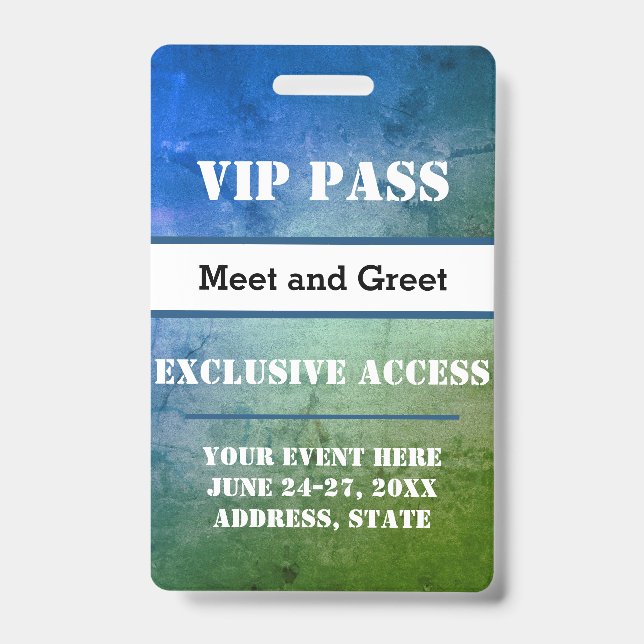 Event VIP Pass Exclusive Access Custom Badge (Front)