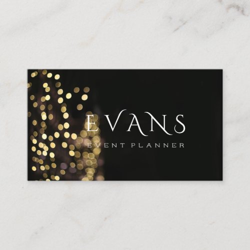 Event Wedding Planner Black Gold Lights Sparkly Appointment Card