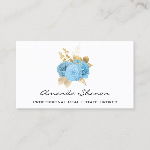 Event Wedding Planner Blue Gold Roses Logo QR CODE Business Card