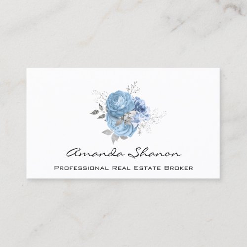 Event Wedding Planner Blue Roses White LogoQRCODE  Business Card