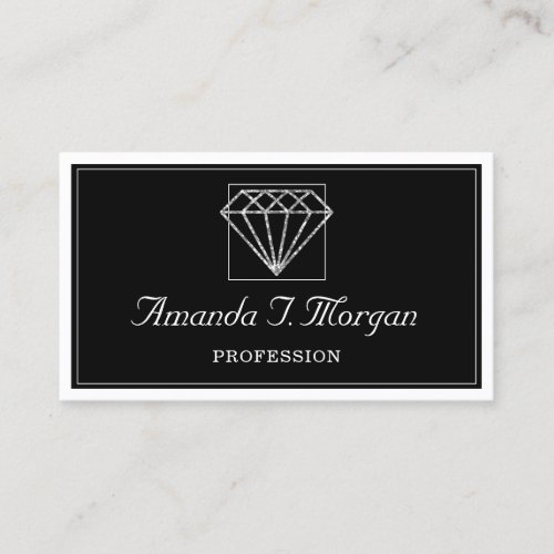 Event Wedding Planner Diamond Black White Business Card