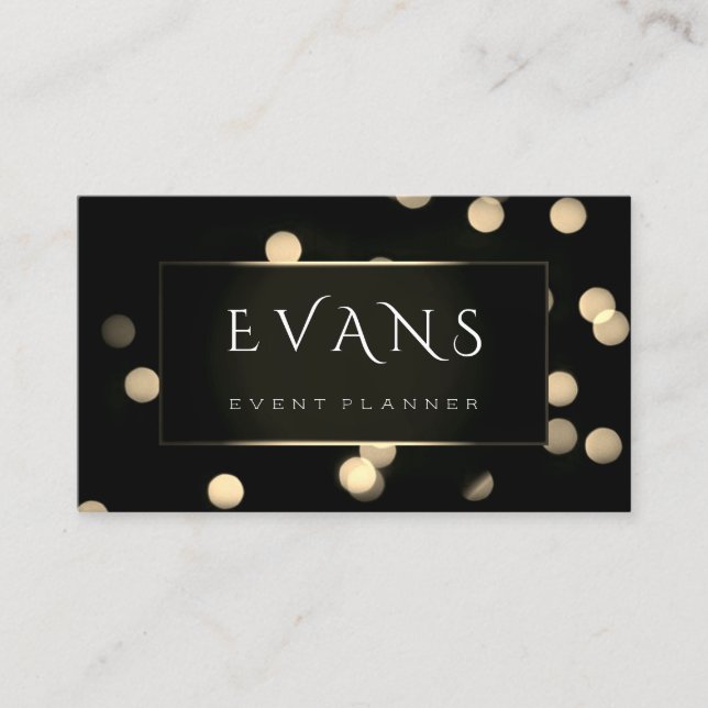 Event Wedding Planner Dots Golden Lights Framed Appointment Card (Front)