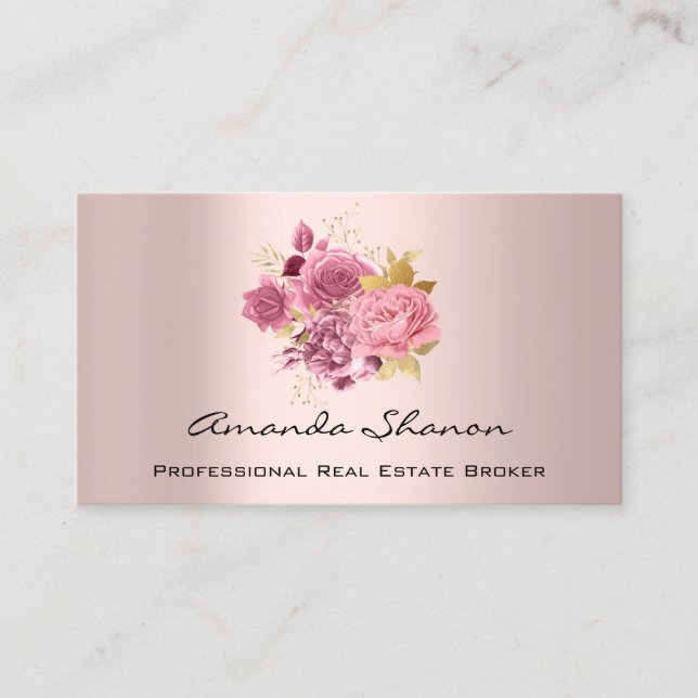 Event Wedding Planner Floral Pink Logo QR CODE  Business Card (Front)
