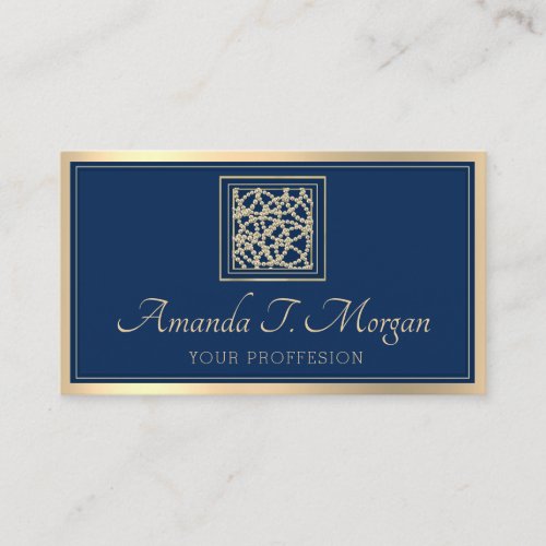 Event Wedding Planner Gold Frame Fashion Blue Navy Business Card