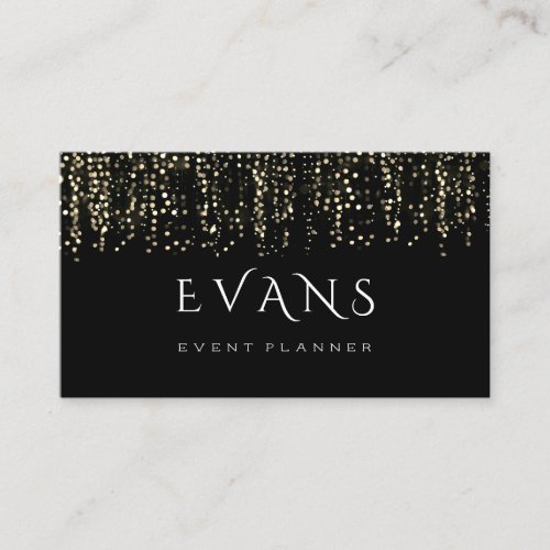 Event Wedding Planner Gold Light Spark Black White Business Card