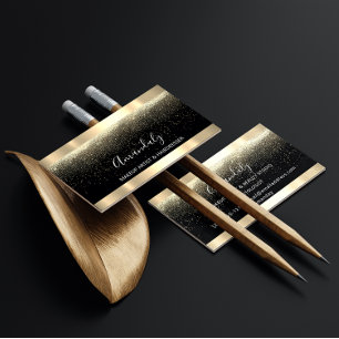 Event Wedding Planner Makeup Artist Black Gold VIP Business Card
