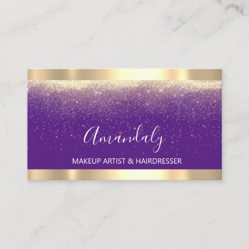 Event Wedding Planner Makeup Artist Purple Gold Business Card