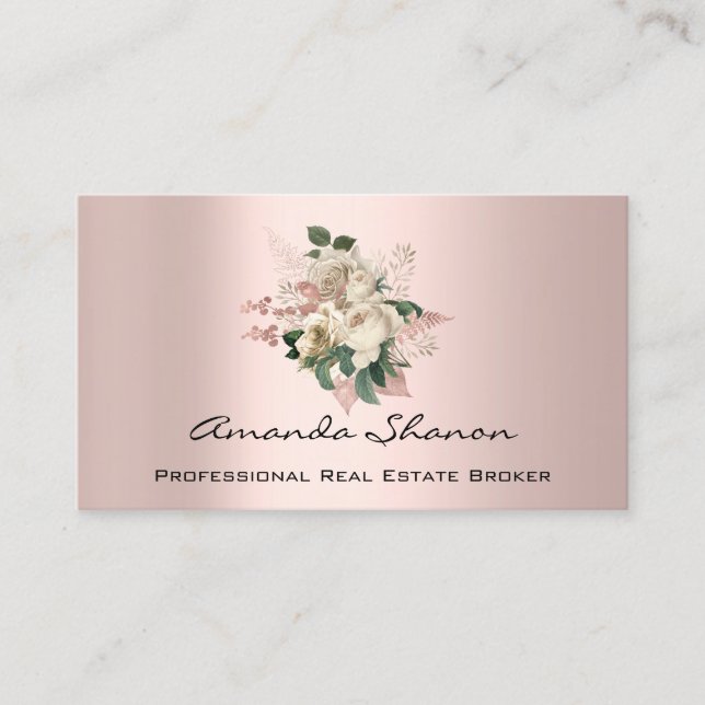 Event Wedding Planner Rose Ivory Logo QR CODE  Business Card (Front)
