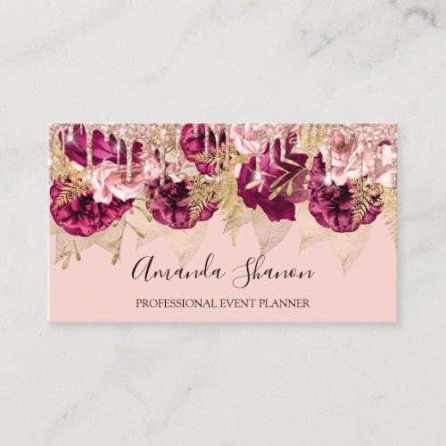 Event Wedding Planner Roses Drips QR CODE Logo Business Card