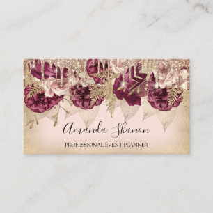 Event Wedding Planner Roses Flowers Drips QR Logo  Business Card