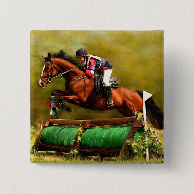 Eventer - Horse Art Pinback Button (Front)