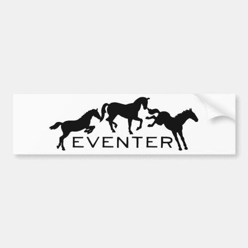 Eventer with Three Jumping Horses Bumper Sticker