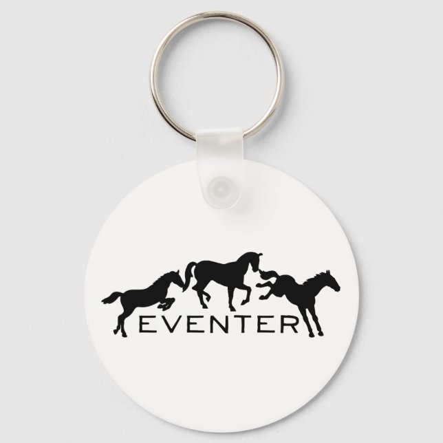 Eventer with Three Jumping Horses Keychain (Front)