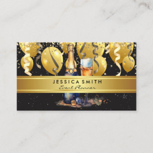 Events Party Balloons and Confetti Champagne Business Card