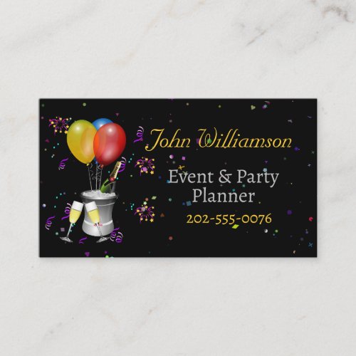 Events Party Planner Celebration Wine Business Card