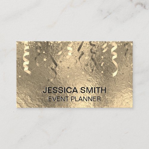 Events Party Popper and Confetti  Gold Foil Business Card