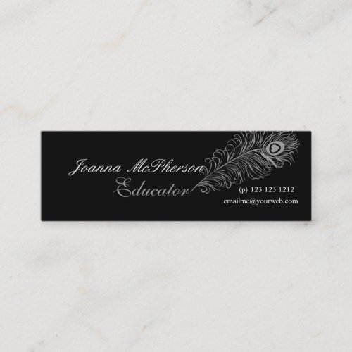 Peacock Feather Gray Business Card Template