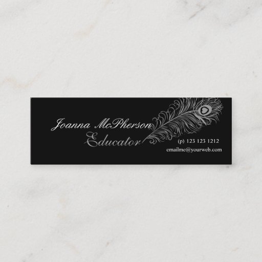 Customizable Peacock Feather Gray Business Card Template