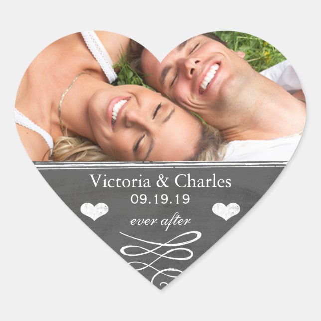 Ever After Chalkboard Wedding Save the Date Seal (Front)