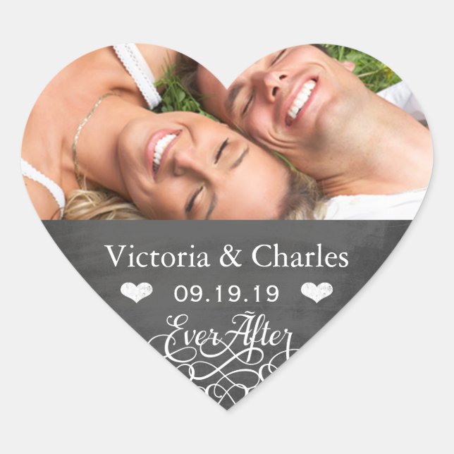 Ever After Chalkboard Wedding Save the Date Seal (Front)