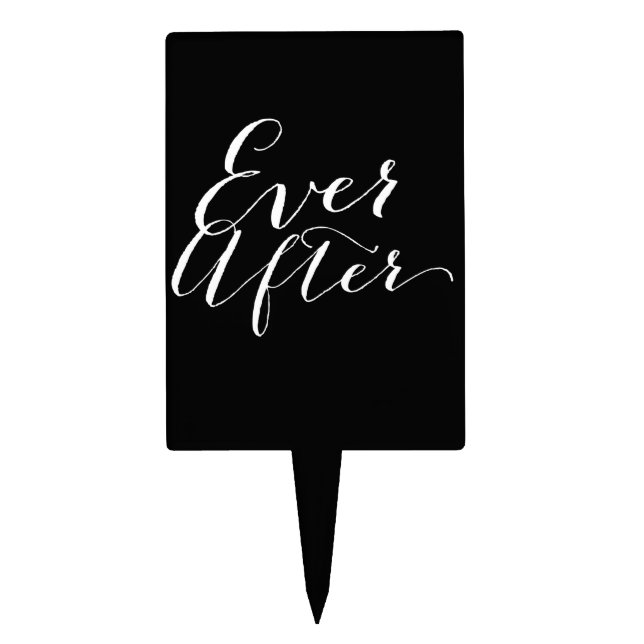 Ever After Classic Script Chic Calligraphy Wedding Cake Topper (Front)